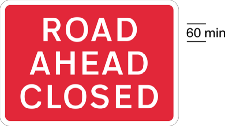 A red sign with white text  Description automatically generated