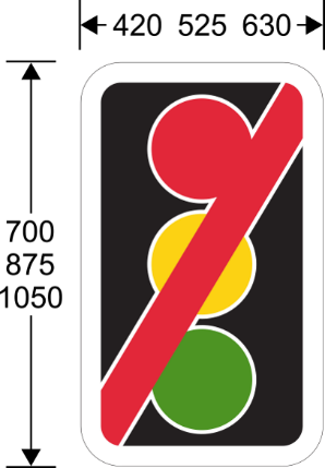 A traffic light image with red, yellow and green circles and red bar across them