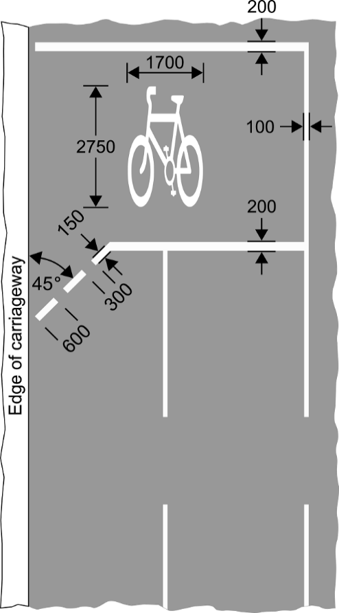 Grey background with white road markings and bicycle image