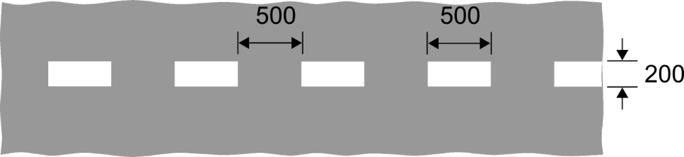 Grey background with white rectangle white markings and measurements 