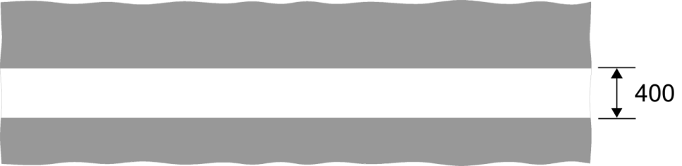 Grey background with centre white stripe and measurements 