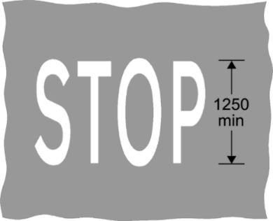 Grey background  with white text showing stop