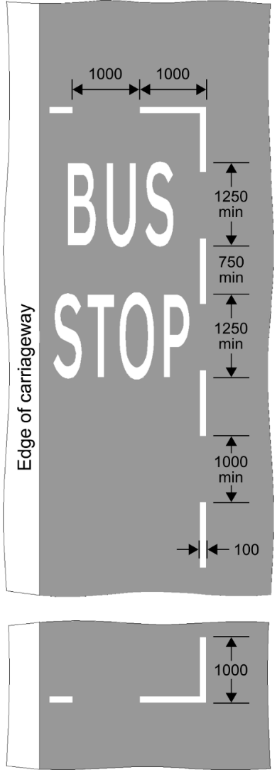 Grey background with white text showing  bus stop 