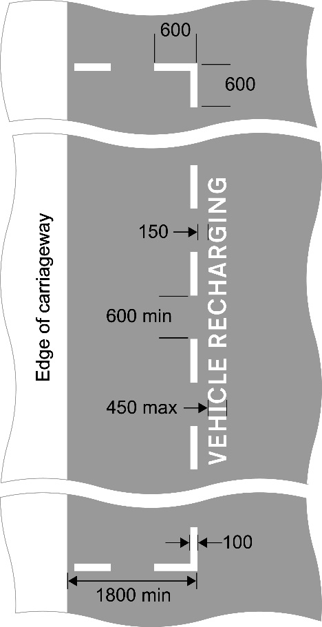 Grey background with white lines and text showing vehicle recharging