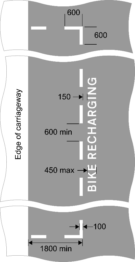 Grey background with white lines and text showing bike recharging