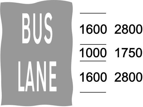 Grey background and white text showing bus lane