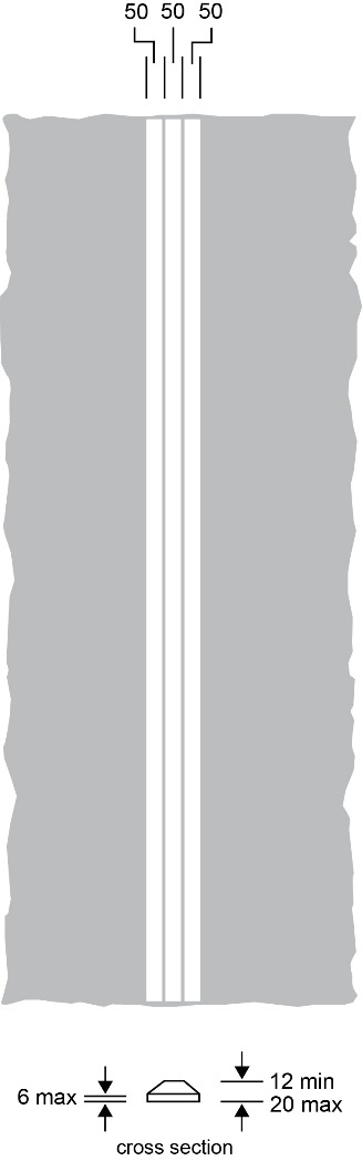 Grey background with 3 long white lines in the centre