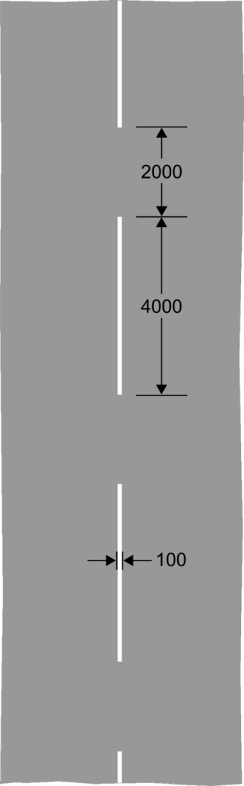 Grey background with long white lines and dimensions