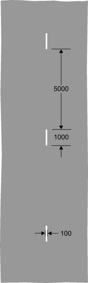 Grey background with short white lines and dimensions