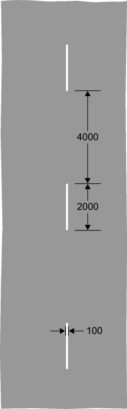 Grey background with long white lines and dimensions