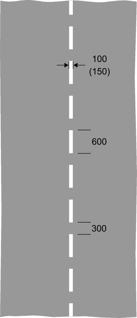 Grey background with short white lines and dimensions