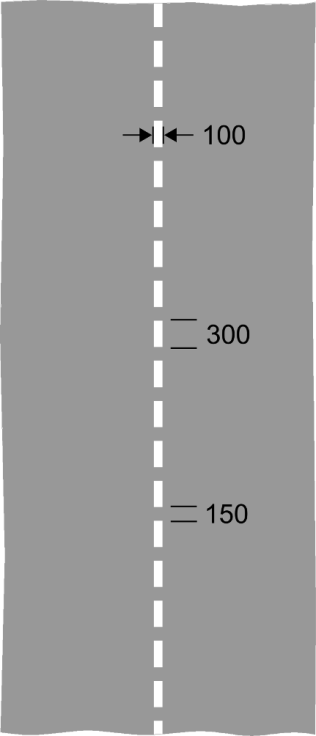 Grey background with very short white lines and dimensions