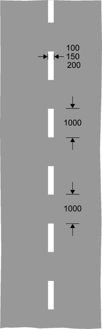 Grey background with short white lines and dimensions