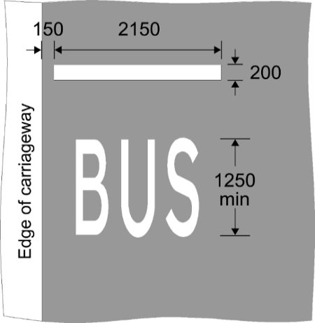 Grey background with white text showing bus