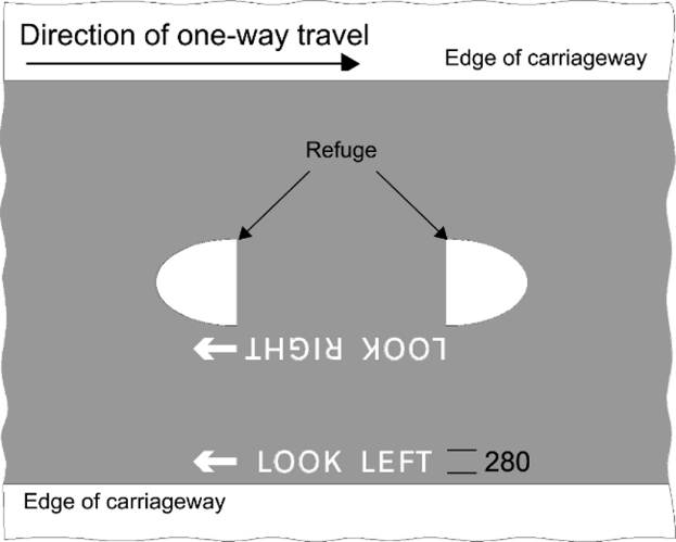 Grey background with semi white circles and text, look left, look right