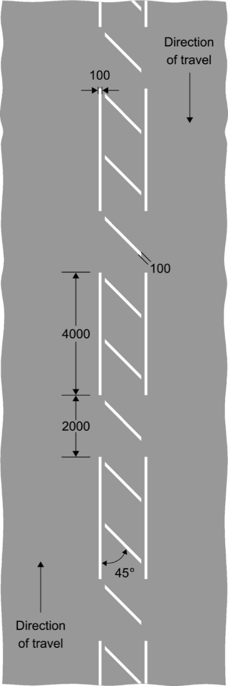 Grey background with broken zig-zag white lines and dimensions