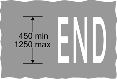 Grey background with white text showing End and dimensions