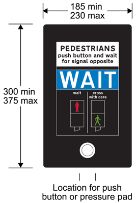 Diagram of pedestrian crossing signal with dimensions
