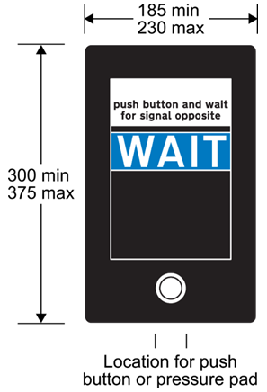 Diagram of pedestrian crossing signal with dimensions