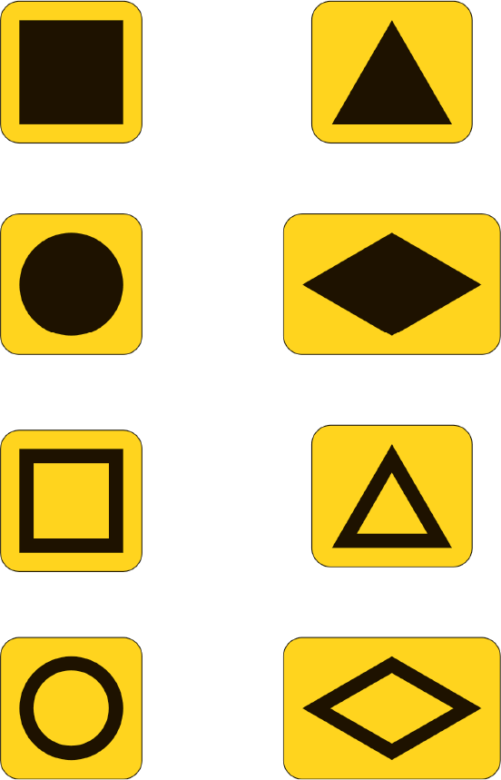 A screenshot of a yellow background with various black symbols