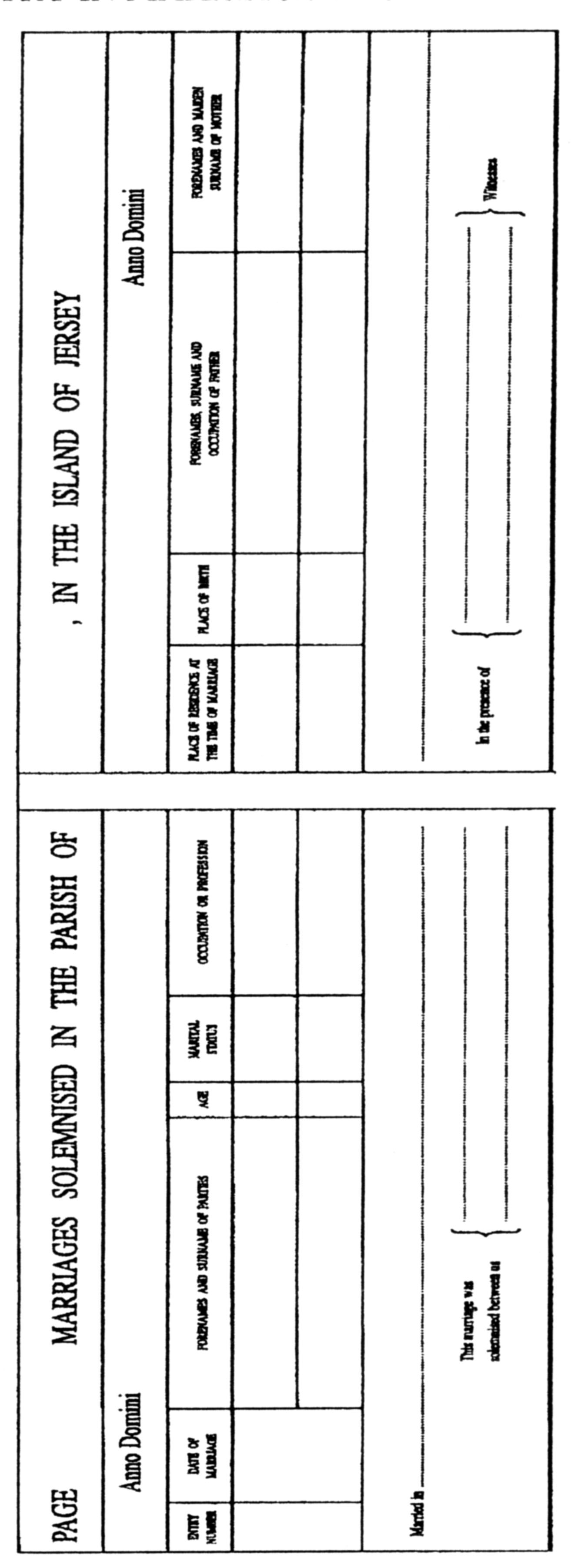 Entry in marriage register book