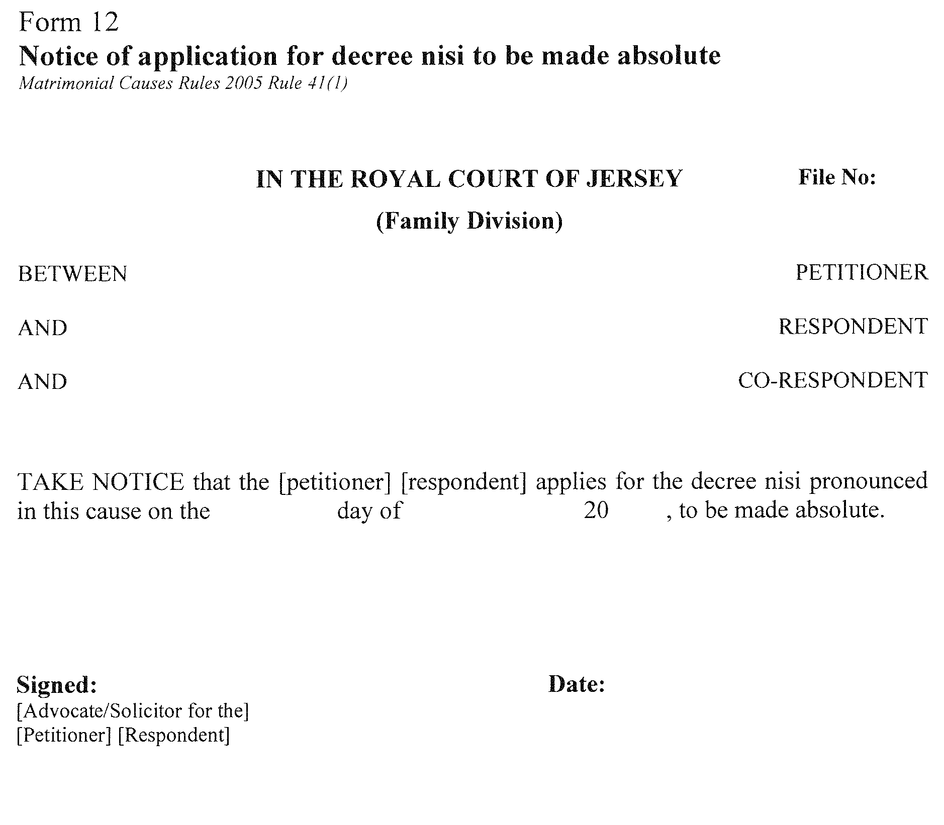 e nisi o que decree Causes Matrimonial 2005 Rules e nisi o que decree Causes Matrimonial 2005 Rules