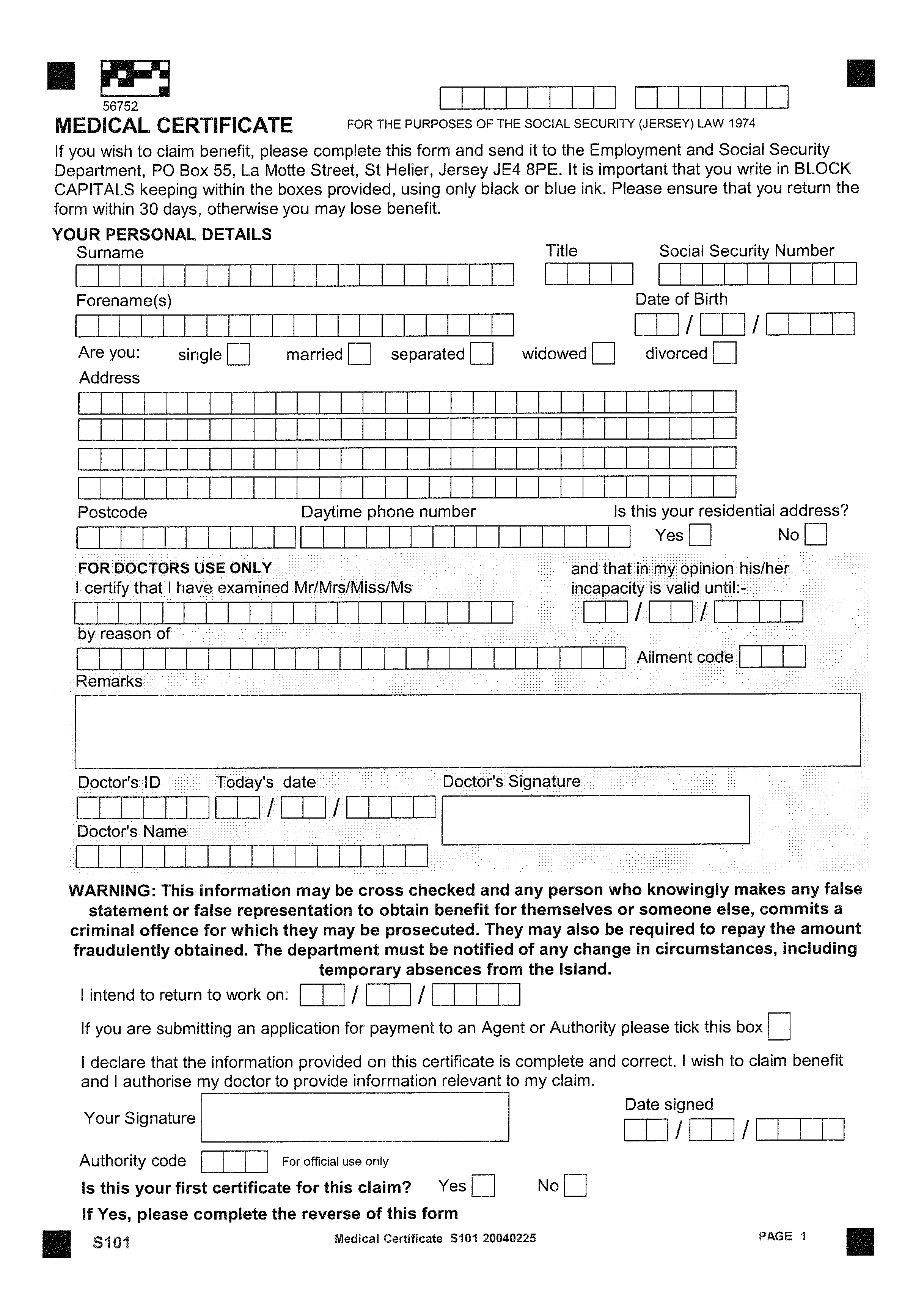 social security medical certification jersey order 1974 medical certificate form