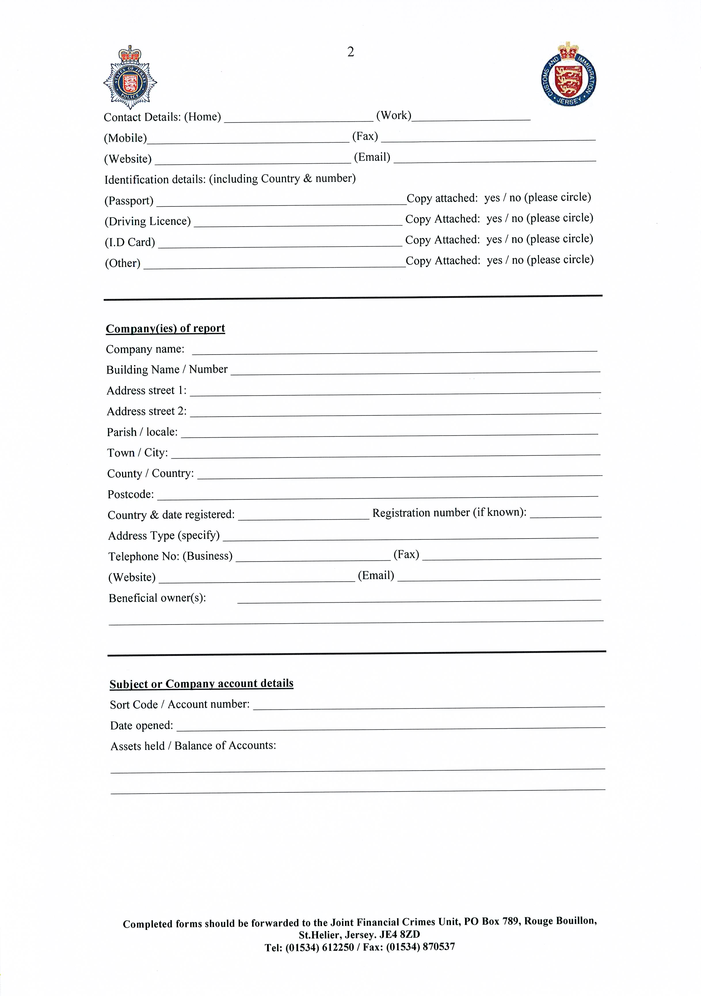 Suspicious activity report - continued