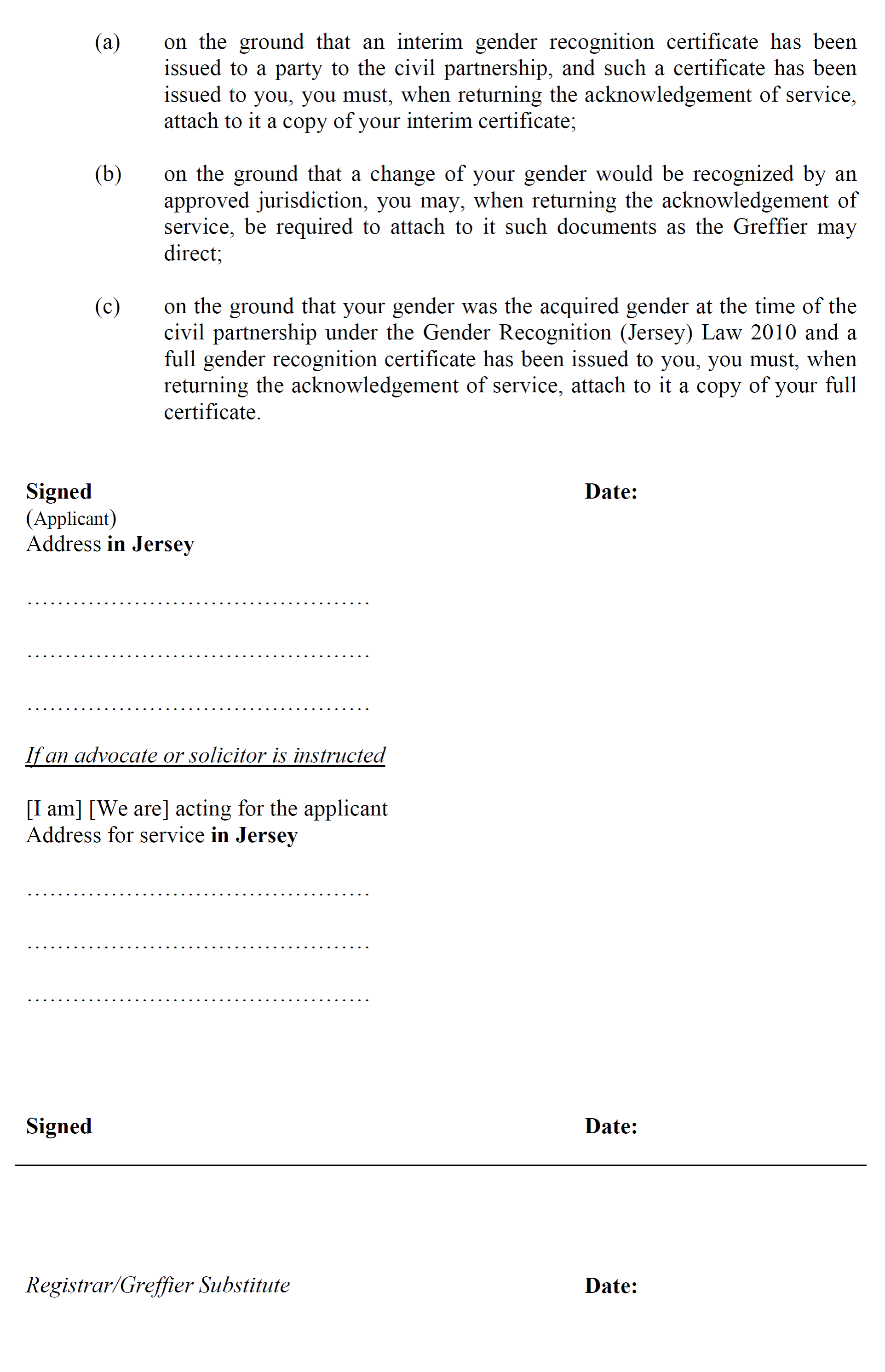 Form CP3 - Notice of proceedings - continued