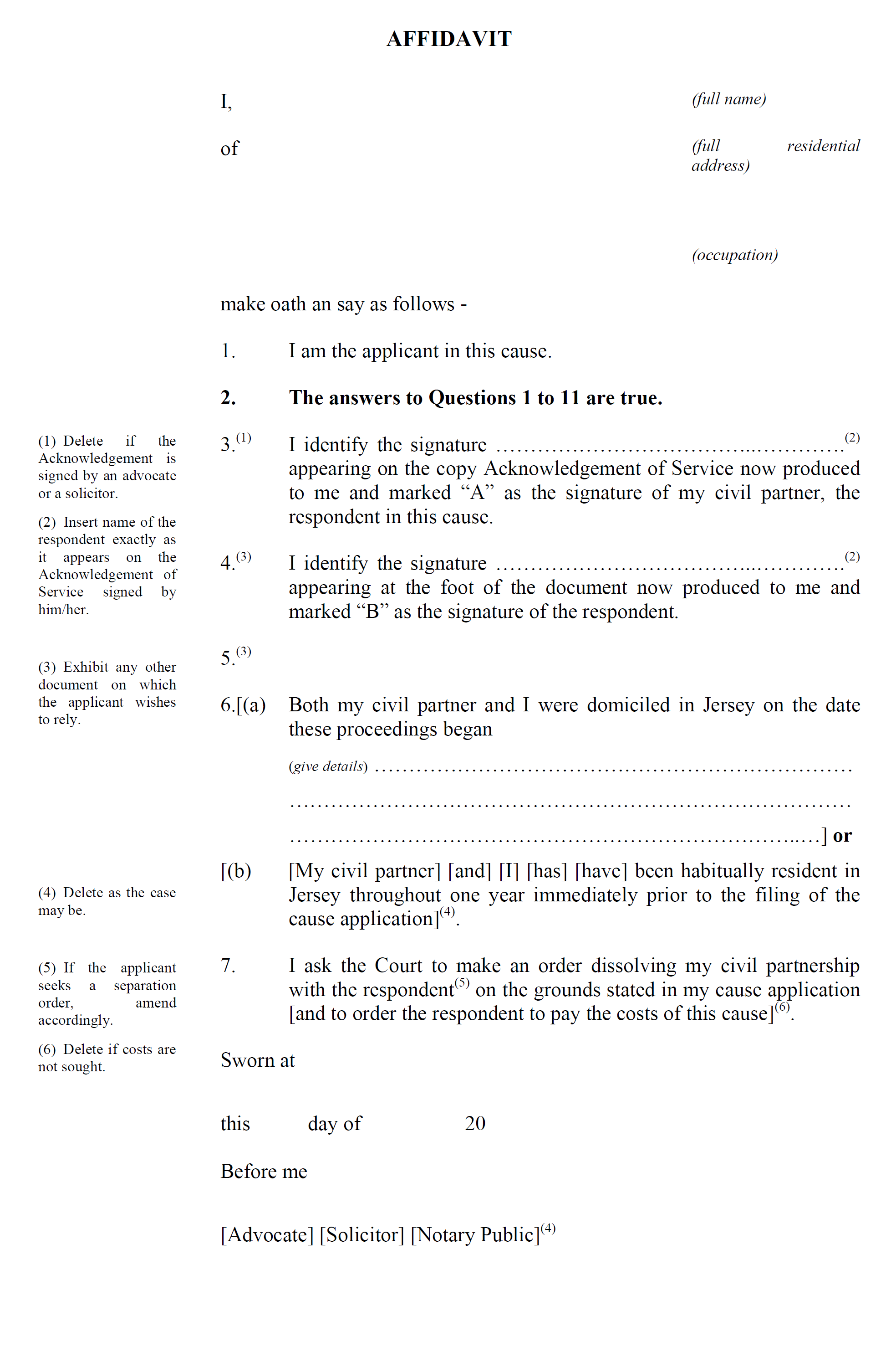 Form CP10 - Affidavit by applicant in support of cause application on the grounds of desertion - continued